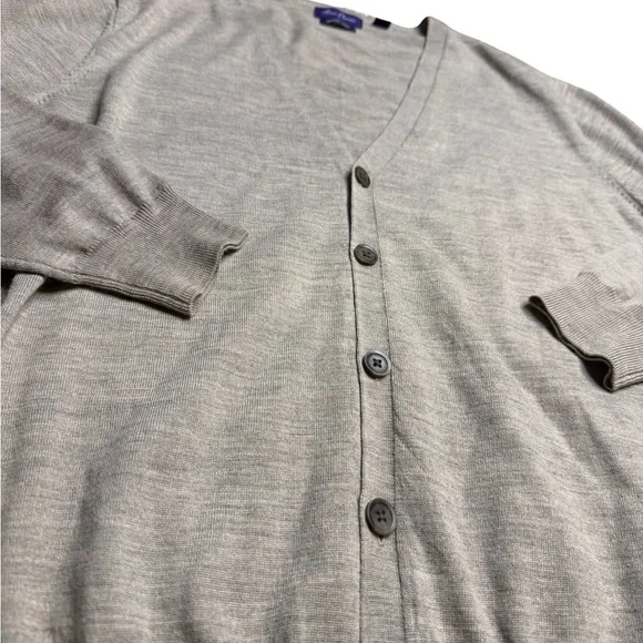 ✨🩶 Alan Flusser‎ Merino Wool Grandpa-Core Elbow Patch Cardigan Sweater XL 🩶✨